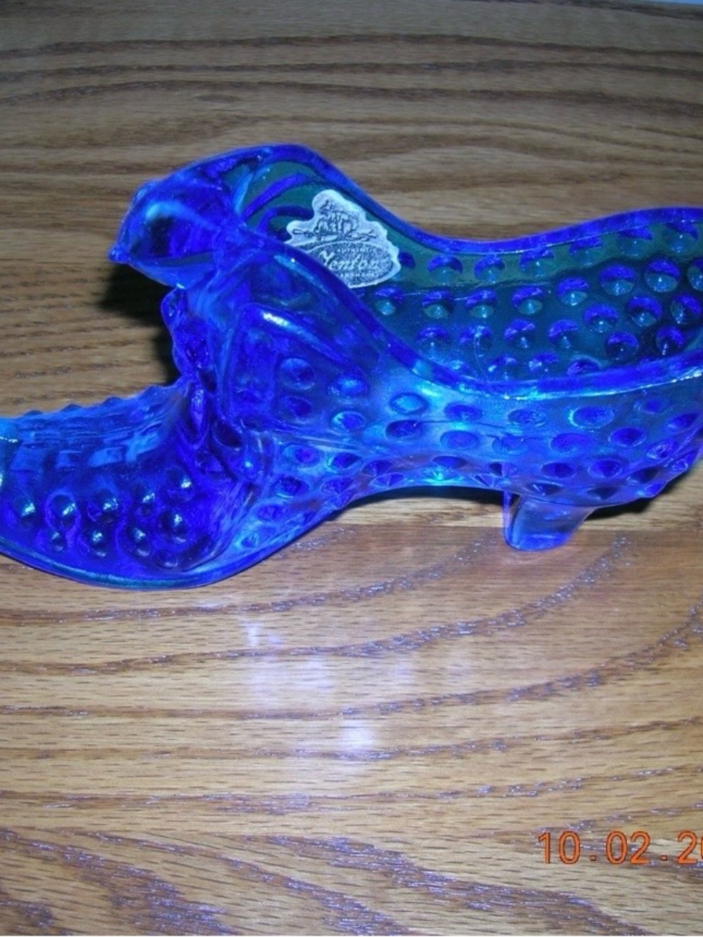 Fenton Cobalt Blue Hobnail Glass High Heel that glows